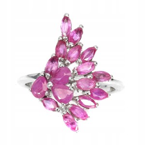 Srebrny delikatny pierścionek natural rubiny r 11