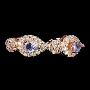 Delikatny r 14.5 pierścionek 925 natural tanzanity