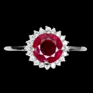 Srebro delikatny pierścionek naturalny rubin r 17