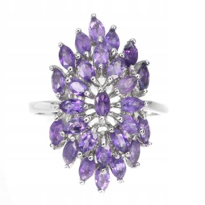 Ametysty naturalne 925 pierścionek r 19 srebrny