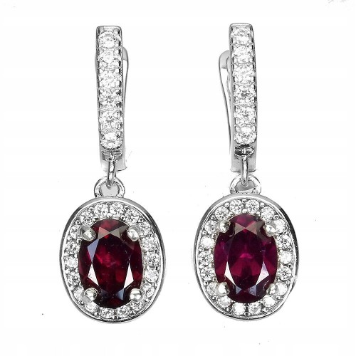 925 Delikatne kolczyki cyrkonie granaty rodolity 5