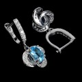Delikatne kolczyki naturalne topazy swiss blue 5