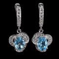 Delikatne kolczyki naturalne topazy swiss blue 5