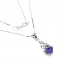 Delikatny piękny naszyjnik 925 ametyst cyrkonie