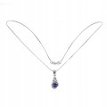 Delikatny piękny naszyjnik 925 ametyst cyrkonie