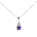 Delikatny piękny naszyjnik 925 ametyst cyrkonie