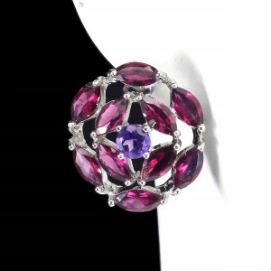 925 Kolczyki piękne naturalne ametysty granaty 3