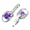 5 Kolczyki delikatne naturalne ametysty cyrkonie