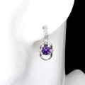 5 Kolczyki delikatne naturalne ametysty cyrkonie