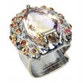 925 Srebrny pierścionek r 19 ametryn 26ct szafiry