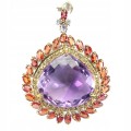Wisiorek naturalny 38.5ct ametyst tanzanity szafir