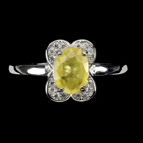 925 Delikatny pierścionek r 17 srebro żółty szafir