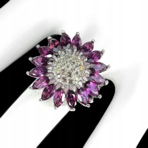 Pierścionek r 17 srebrny szafiry Songea granaty