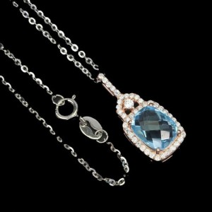 Naszyjnik naturalny topaz sky cyrkonie delikatny