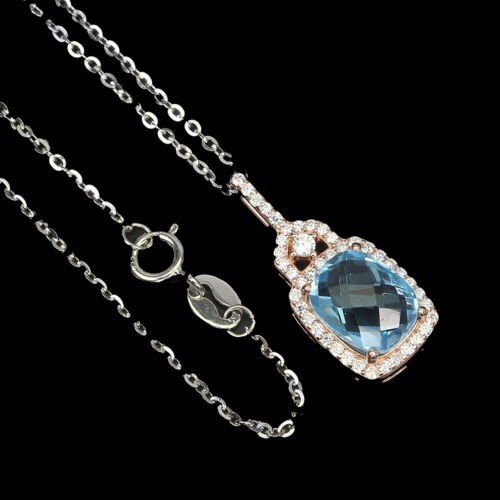 Naszyjnik naturalny topaz sky cyrkonie delikatny