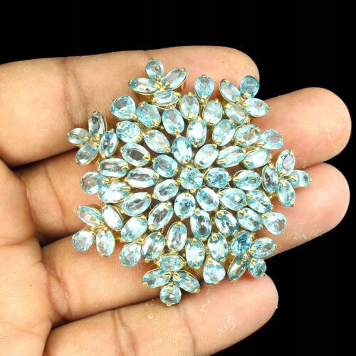 925 Wisiorek broszka naturalne niebieskie cyrkony