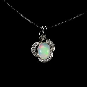 Naszyjnik srebro ognisty opal cyrkonie delikatny