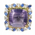 Broszka naturalny 38.4ct ametyst kianity akwamaryn