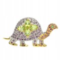 Srebrna broszka żółw granaty oliwiny szmaragd 925