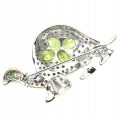 Srebrna broszka żółw granaty oliwiny szmaragd 925