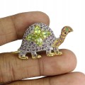 Srebrna broszka żółw granaty oliwiny szmaragd 925
