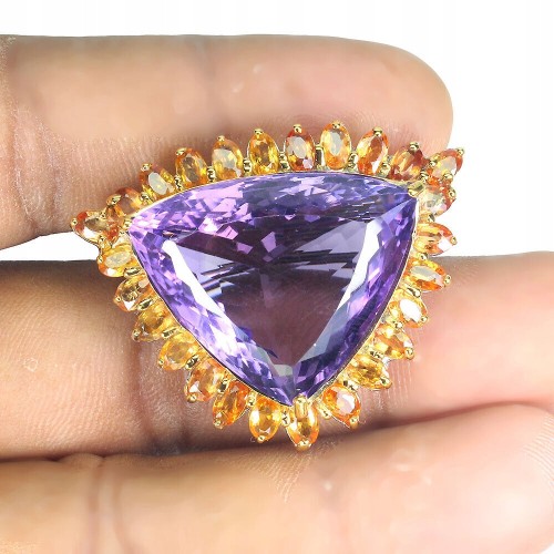 Broszka naturalny 42.2ct ametyst szafiry Songea