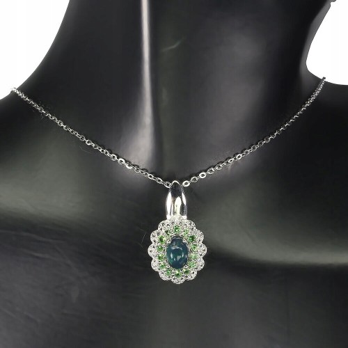 Naszyjnik naturalny czarny opal tsaworyty topazy
