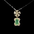 Delikatny 925 naszyjnik natural szmaragd cyrkonie