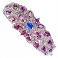 Srebrna 925 bransoletka naturalne granaty kianit