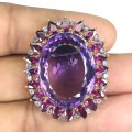 Broszka naturalny 55.6ct ametyst granaty tanzanity