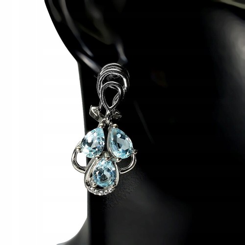 Srebrne piękne kolczyki topazy sky blue cyrkonie 5