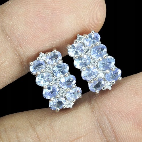 Srebrne delikatne kolczyki natural tanzanity 5 925