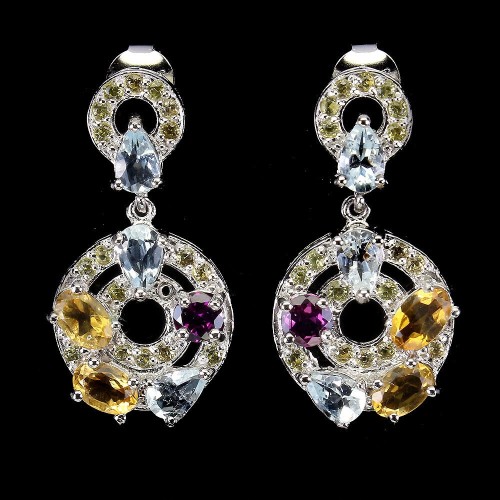 925 Kolczyki akwamaryny cytryny szafiry granaty 5