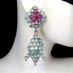 Kolczyki srebrne naturalne rubiny cyrkony 925 5