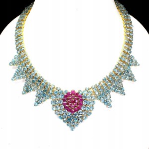 925 naszyjnik  cyrkony rubiny certyfikat