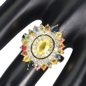 Pierścionek r 16 srebrny 925 szafiry Songea żółty