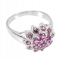 925 Srebrny pierścionek r 16 granaty rodolit kwiat