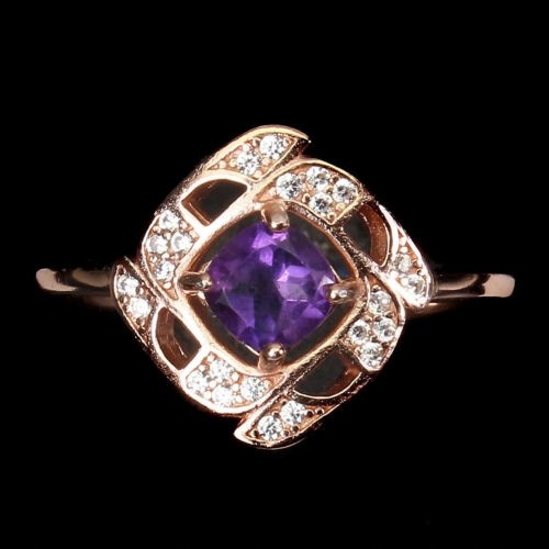 Pierścionek 925 delikatny natural ametyst r 17.5