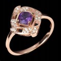 Pierścionek 925 delikatny natural ametyst r 17.5