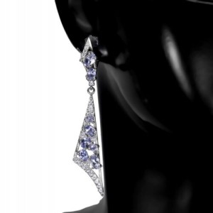 Srebrne kolczyki natural tanzanity cyrkonie 925 5
