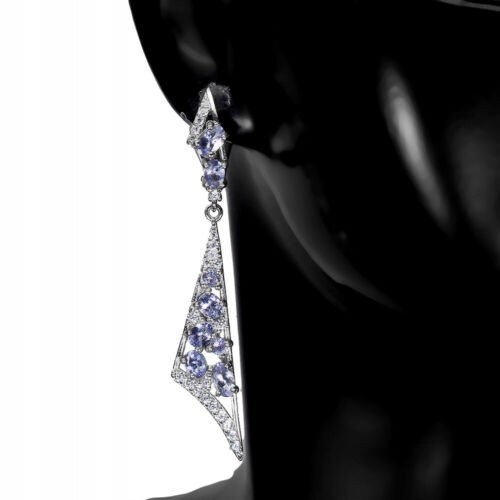 Srebrne kolczyki natural tanzanity cyrkonie 925 5