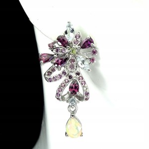 Kolczyki natural granaty akwamaryny opale oliwin 5