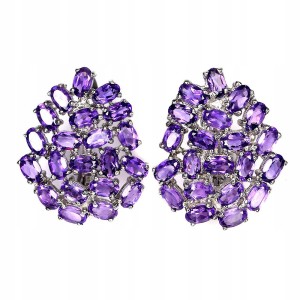 925 Srebrne piękne kolczyki naturalne ametysty 5