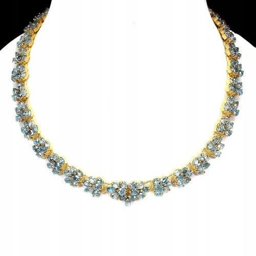 Srebrny naszyjnik naturalne niebieskie cyrkony 800