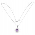 925 Delikatny piękny naszyjnik ametyst cyrkonie