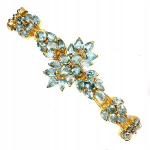 Srebrna bransoletka naturalne niebieskie cyrkony