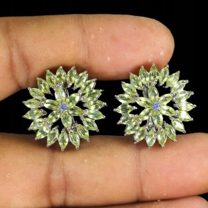 Srebrne kolczyki naturalne tanzanity oliwiny 5