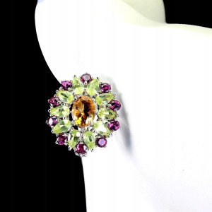 Kolczyki 925 naturalne oliwiny cytryny granaty 5