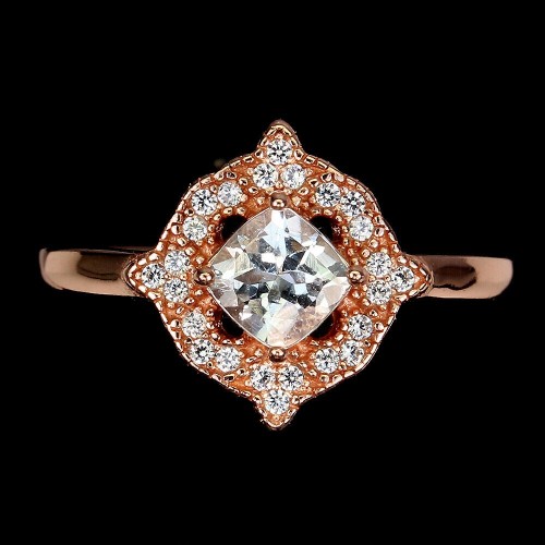 925 Delikatny pierścionek r 17 akwamaryn cyrkonie