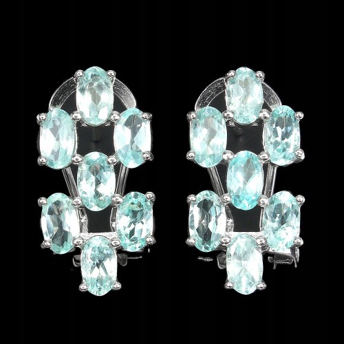 Srebrne 925 delikatne kolczyki apatyty neon blue 5